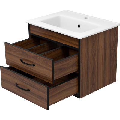 Тумба с раковиной Misty Кедр 60 УТ000014436 подвесная Орех
