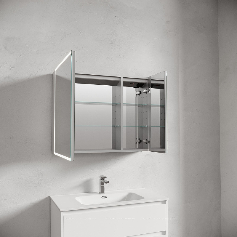 Зеркальный шкаф Sancos Evoke 90 SC8090 с подсветкой цвет Серый, купить, цена, заказать, магазин, доставка, скидка, промокод, купить, цена, заказать, магазин, доставка, скидка, промокод