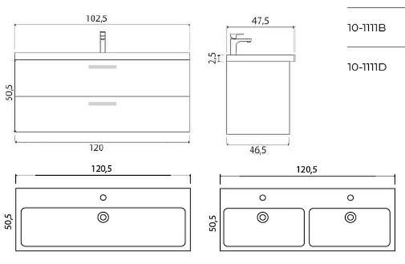 Тумба под раковину Creto Ares 120 10-1111DDuo подвесная цвет Davos, купить, цена, заказать, магазин, доставка, скидка, промокод, купить, цена, заказать, магазин, доставка, скидка, промокод