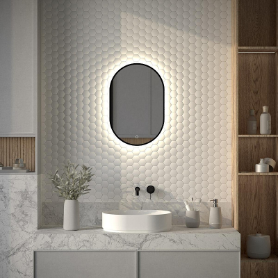 Зеркало Defesto Aura 40х60 DF 2921S с подсветкой 16W-4500K/Сенсорный выключатель/Нейтральный белый свет/Черная рама