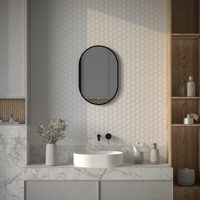 Зеркало Defesto Aura 40х60 DF 2921S с подсветкой 16W-4500K/Сенсорный выключатель/Нейтральный белый свет/Черная рама