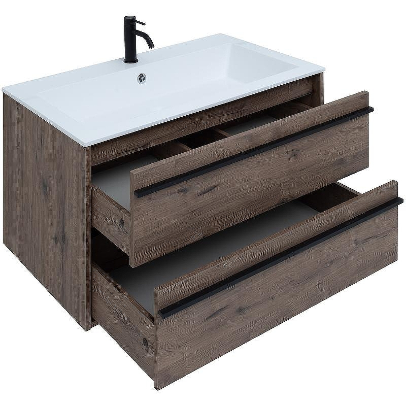 Комплект мебели для ванной Aquanet Lino 90 271958 подвесной Дуб Веллингтон, купить, цена, заказать, магазин, доставка, скидка, промокод, купить, цена, заказать, магазин, доставка, скидка, промокод