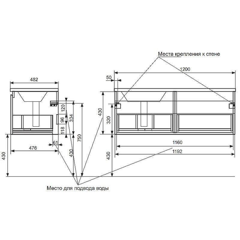Тумба с раковиной Эстет Dallas Luxe 120 L ФР-00001932 подвесная Белая, купить, цена, заказать, магазин, доставка, скидка, промокод, купить, цена, заказать, магазин, доставка, скидка, промокод