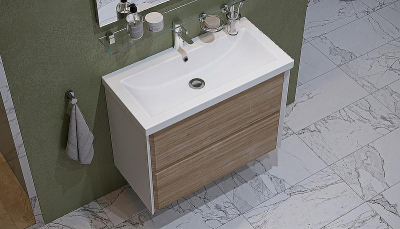 Тумба под раковину Velvex Gesso 80 tp.GES.9696.80.2Y подвесная Белая матовая Дуб сонома