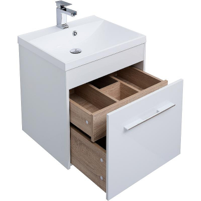 Тумба под раковину Aquanet Августа 58 274017 подвесная Белый глянец