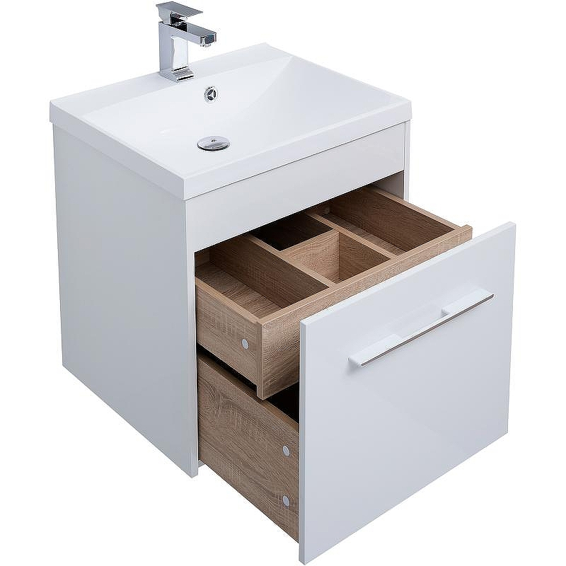 Тумба под раковину Aquanet Августа 58 274017 подвесная Белый глянец, купить, цена, заказать, магазин, доставка, скидка, промокод, купить, цена, заказать, магазин, доставка, скидка, промокод