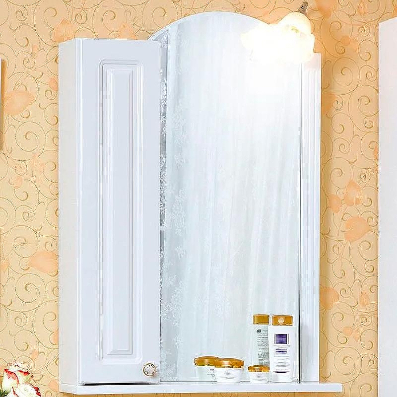 Зеркало со шкафом Бриклаер Анна 60 L 4627125411366 с подсветкой Белое глянцевое, купить, цена, заказать, магазин, доставка, скидка, промокод, купить, цена, заказать, магазин, доставка, скидка, промокод