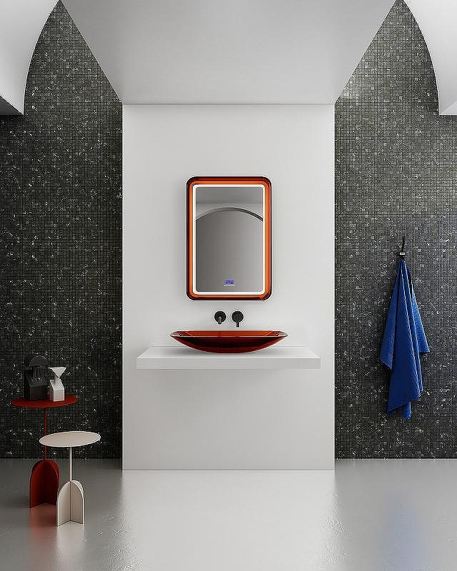 Зеркало Abber Kristall 55 AT6701Opal с подсветкой Коричневое с сенсорным выключателем с часами, купить, цена, заказать, магазин, доставка, скидка, промокод, купить, цена, заказать, магазин, доставка, скидка, промокод