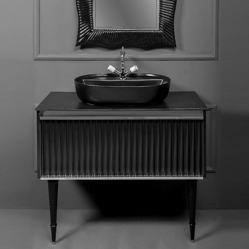 Тумба под раковину Boheme Armadi Art Vallessi Avangarde Canale 80 843-080-BCR подвесная Черная Хром, купить, цена, заказать, магазин, доставка, скидка, промокод, купить, цена, заказать, магазин, доставка, скидка, промокод