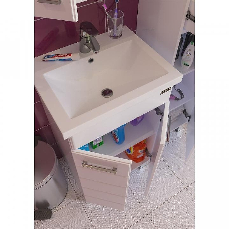 Тумба под раковину СанТа Омега 50 207001 Белая, купить, цена, заказать, магазин, доставка, скидка, промокод, купить, цена, заказать, магазин, доставка, скидка, промокод