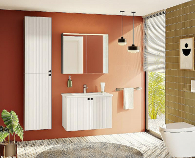 Зеркальный шкаф Vitra 80 66911 с подсветкой Антрацит глянцевый