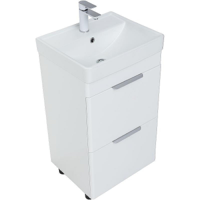 Тумба с раковиной Aquanet Ирис new 50 312420 Белый глянец