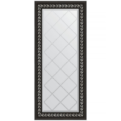 Зеркало Evoform Exclusive-G 124х55 BY 4053 с гравировкой в багетной раме - Черный ардеко 81