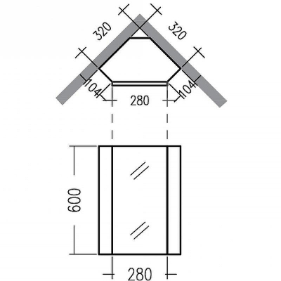 Зеркальный шкаф СанТа Сатурн 32 700380 угловой Дуб австрийский