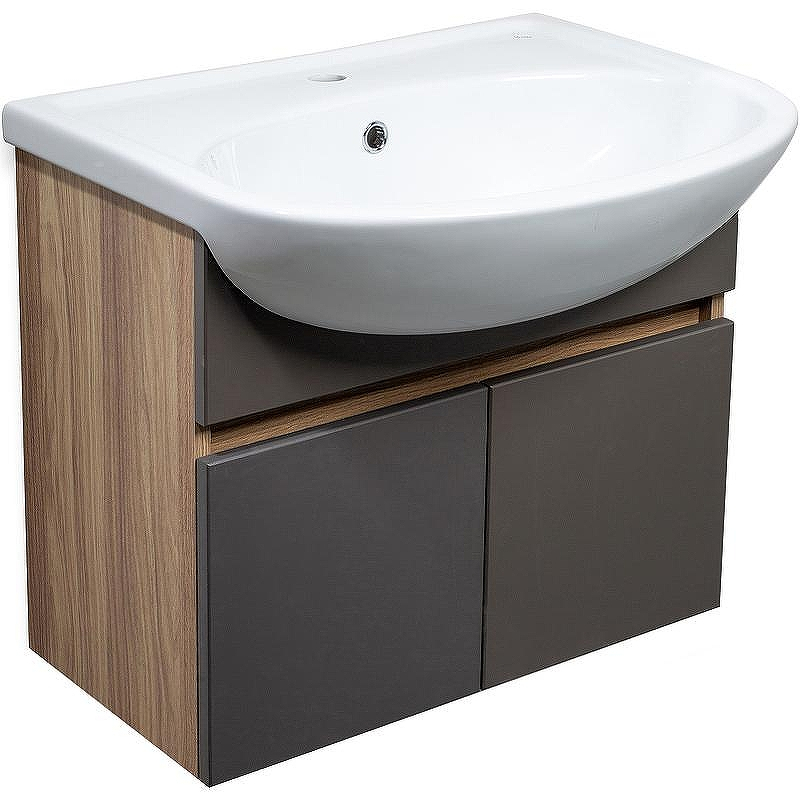 Тумба под раковину Runo Лада 60 00-00001369 подвесная Крафтовый дуб Графит, купить, цена, заказать, магазин, доставка, скидка, промокод, купить, цена, заказать, магазин, доставка, скидка, промокод