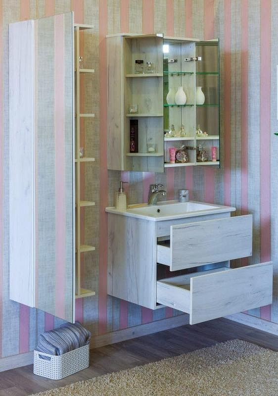 Зеркальный шкаф Sanflor Чикаго 75 С000005829 Дуб крафт белый, купить, цена, заказать, магазин, доставка, скидка, промокод, купить, цена, заказать, магазин, доставка, скидка, промокод