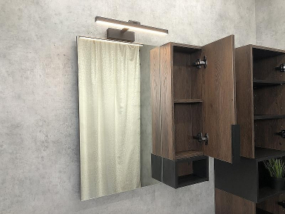 Зеркало со шкафом Comforty Франкфурт 75 00004151044 Дуб шоколадно-коричневый Черное матовое