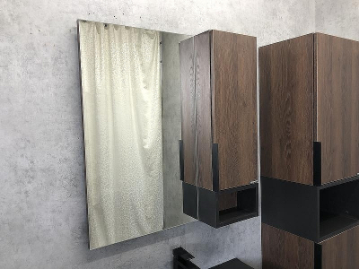 Зеркало со шкафом Comforty Франкфурт 75 00004151044 Дуб шоколадно-коричневый Черное матовое