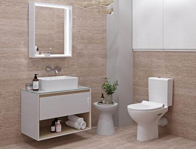 Тумба под раковину Cersanit Louna 80 SP-SZ-LOU80-BL/Wh подвесная Белый глянец дуб Эврика