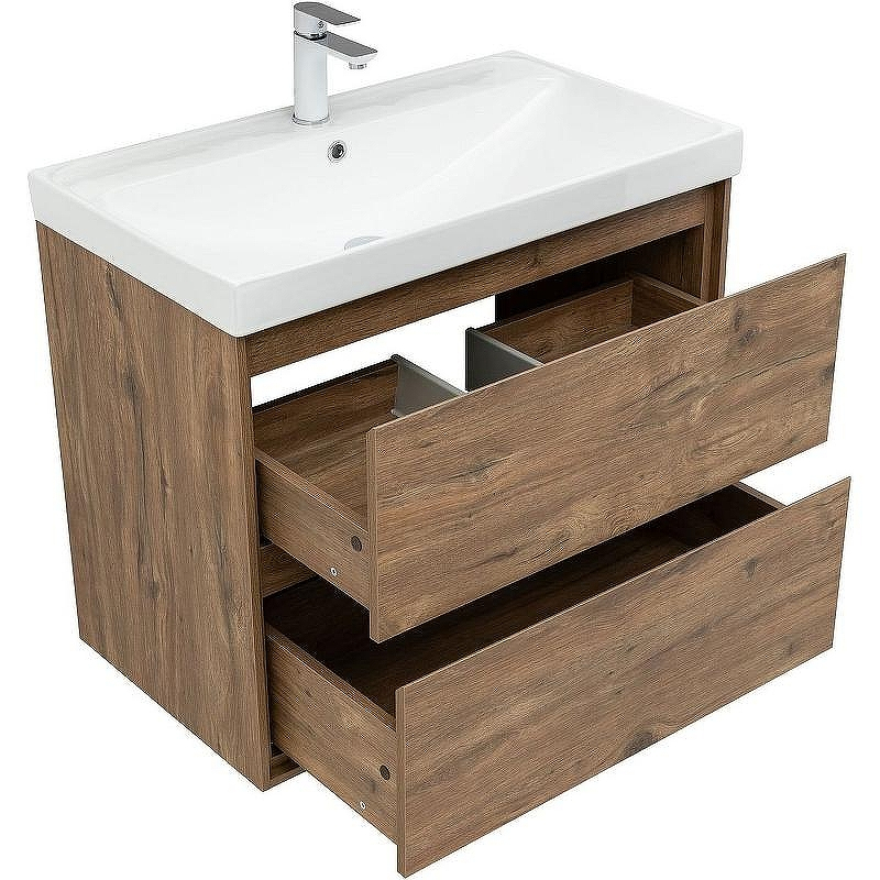 Тумба под раковину Aquanet Милан 80 336379 подвесная Дуб рустикальный, купить, цена, заказать, магазин, доставка, скидка, промокод, купить, цена, заказать, магазин, доставка, скидка, промокод