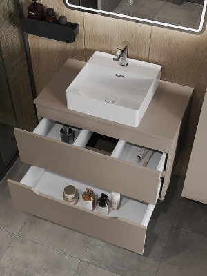 Тумба с раковиной Orange Line 80 Li-80TuLMDF+B04-405W подвесная Латте матовый