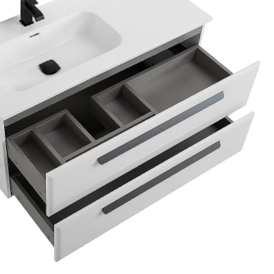 Тумба под раковину Cezares Eco-Cer-N 100 L ECO-CER-N-1000-2C-SO-BL-L подвесная Bianco Lucido без ручек