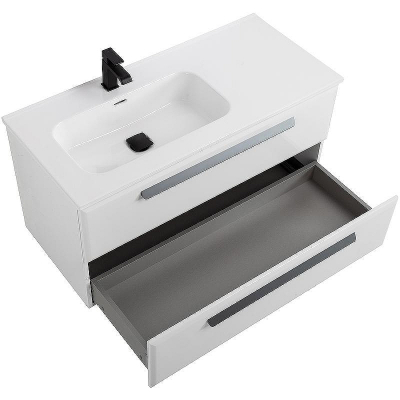 Тумба под раковину Cezares Eco-Cer-N 100 L ECO-CER-N-1000-2C-SO-BL-L подвесная Bianco Lucido без ручек