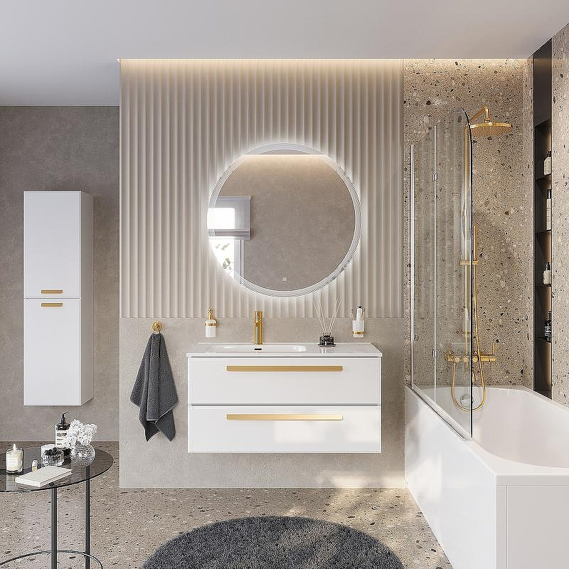 Тумба под раковину Cezares Eco-Cer-N 100 L ECO-CER-N-1000-2C-SO-BL-L подвесная Bianco Lucido без ручек, купить, цена, заказать, магазин, доставка, скидка, промокод, купить, цена, заказать, магазин, доставка, скидка, промокод