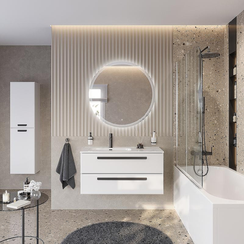 Тумба под раковину Cezares Eco-Cer-N 100 L ECO-CER-N-1000-2C-SO-BL-L подвесная Bianco Lucido без ручек, купить, цена, заказать, магазин, доставка, скидка, промокод, купить, цена, заказать, магазин, доставка, скидка, промокод