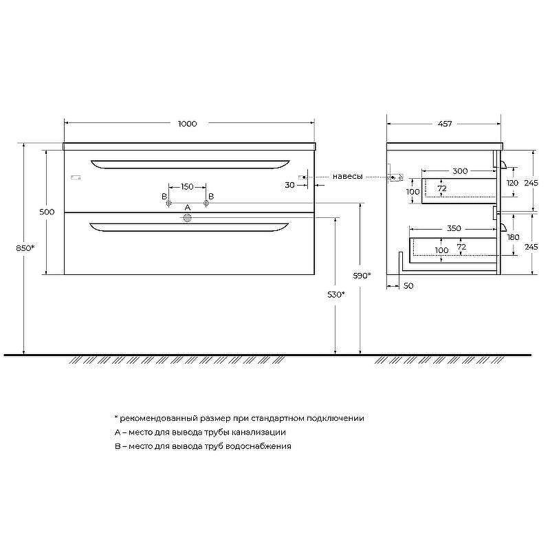 Тумба под раковину Cezares Eco-Cer-N 100 L ECO-CER-N-1000-2C-SO-BL-L подвесная Bianco Lucido без ручек, купить, цена, заказать, магазин, доставка, скидка, промокод, купить, цена, заказать, магазин, доставка, скидка, промокод