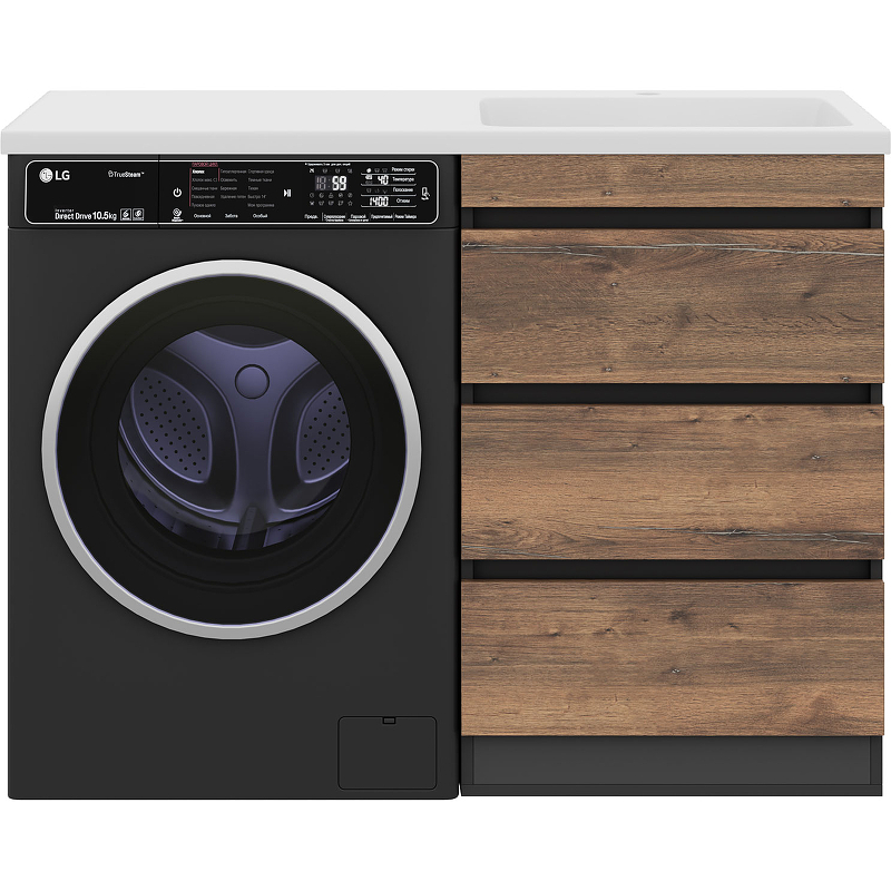 Тумба с раковиной Misty Коломбо 120 R УТ000015588 Дуб Галифакс Антрацит, купить, цена, заказать, магазин, доставка, скидка, промокод, купить, цена, заказать, магазин, доставка, скидка, промокод