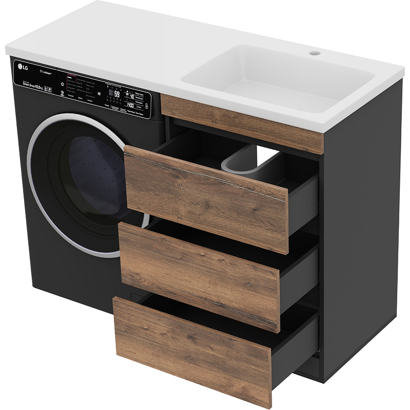 Тумба с раковиной Misty Коломбо 120 R УТ000015588 Дуб Галифакс Антрацит, купить, цена, заказать, магазин, доставка, скидка, промокод, купить, цена, заказать, магазин, доставка, скидка, промокод