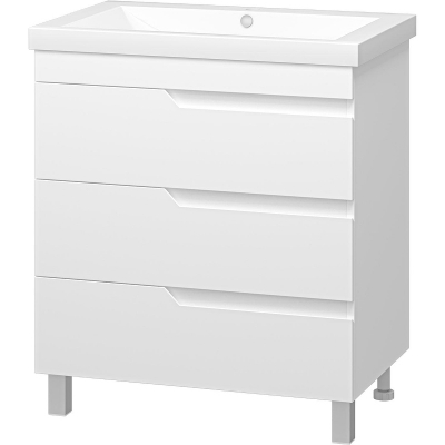 Тумба с раковиной Misty Софт 75 УТ000015030 Белая глянцевая