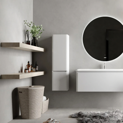 Шкаф пенал AQUAme S4 33 AQM9004WH подвесной цвет Белый глянцевый