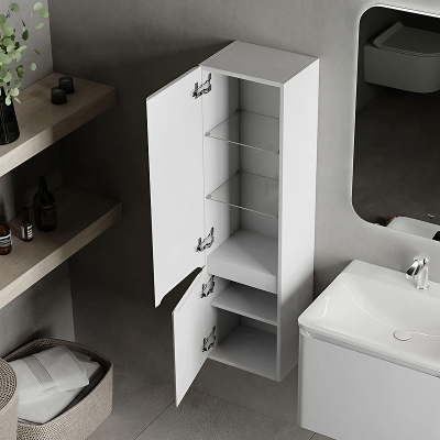 Шкаф пенал AQUAme S4 33 AQM9004WH подвесной цвет Белый глянцевый