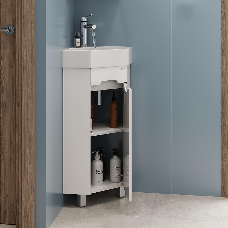 Тумба под раковину Onika Айленд 35 R 103501 угловая цвет Белый, купить, цена, заказать, магазин, доставка, скидка, промокод, купить, цена, заказать, магазин, доставка, скидка, промокод