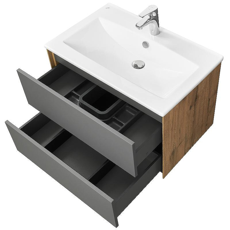 Тумба под раковину Aquaton Сохо 75 1A258101AJA00 подвесная Дуб веллингтон Графит софт, купить, цена, заказать, магазин, доставка, скидка, промокод, купить, цена, заказать, магазин, доставка, скидка, промокод