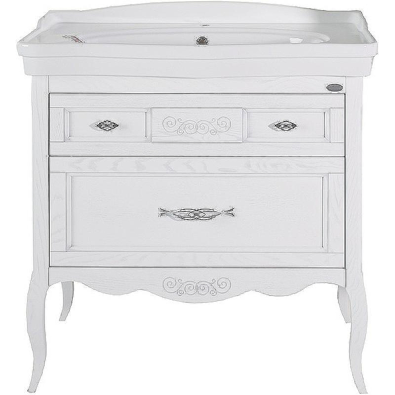 Комплект мебели для ванной ASB-Woodline Модерн 85 Белый с патиной Серебро, купить, цена, заказать, магазин, доставка, скидка, промокод, купить, цена, заказать, магазин, доставка, скидка, промокод