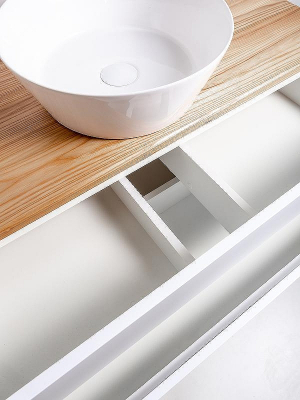 Тумба с раковиной Orange Otto 100 Ot-100TuWOOD+B08-360W подвесная Белая Ясень