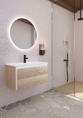 Тумба с раковиной SanVit Линк 80 klink080 в цвете Ral подвесная Красный глянец