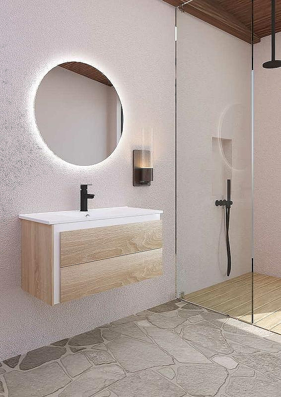 Тумба с раковиной SanVit Линк 80 klink080 в цвете Ral подвесная Красный глянец, купить, цена, заказать, магазин, доставка, скидка, промокод, купить, цена, заказать, магазин, доставка, скидка, промокод