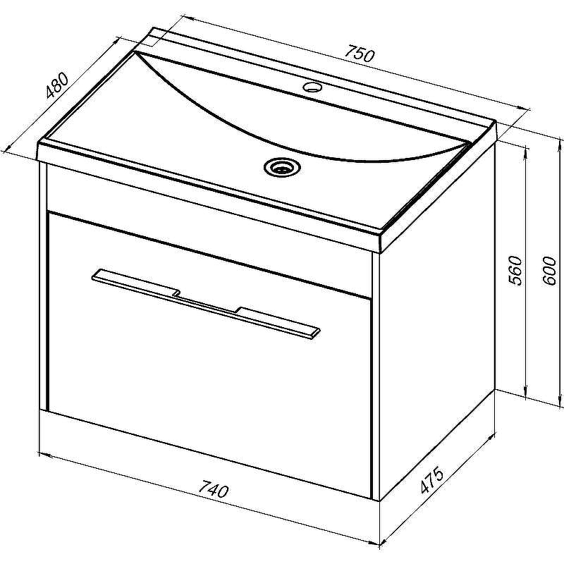 Тумба под раковину Aquanet Августа 75 274144 подвесная Белый глянец, купить, цена, заказать, магазин, доставка, скидка, промокод, купить, цена, заказать, магазин, доставка, скидка, промокод