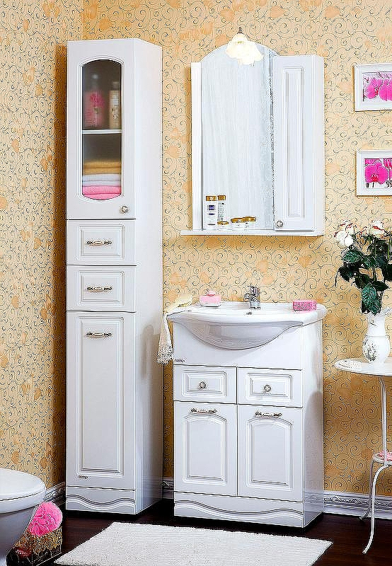 Зеркало со шкафом Бриклаер Анна 60 R 4627125411373 с подсветкой Белое глянцевое, купить, цена, заказать, магазин, доставка, скидка, промокод, купить, цена, заказать, магазин, доставка, скидка, промокод