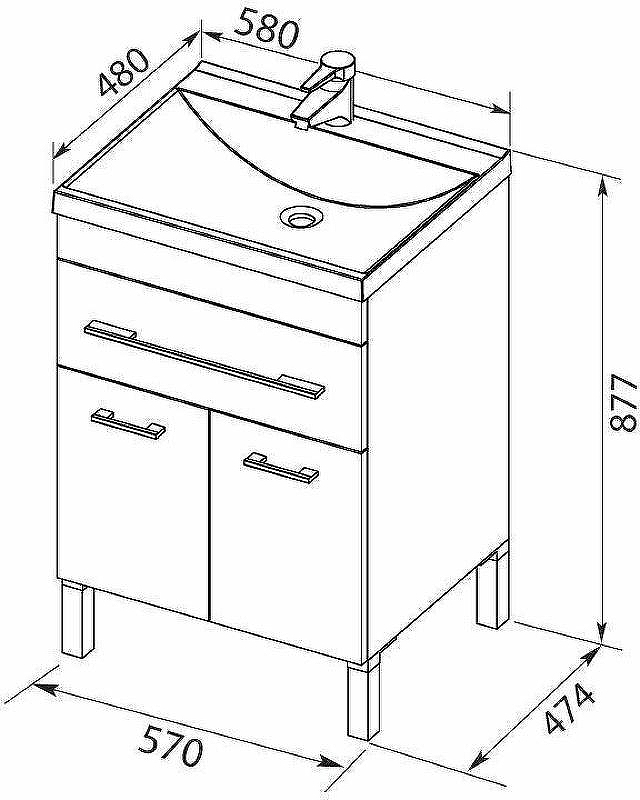 Тумба с раковиной Aquanet Верона 58 287667 Белая, купить, цена, заказать, магазин, доставка, скидка, промокод, купить, цена, заказать, магазин, доставка, скидка, промокод