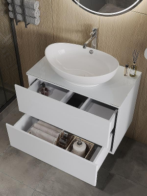 Тумба с раковиной Orange Otto 75 Ot-75TuGLASS+G56 подвесная Белая