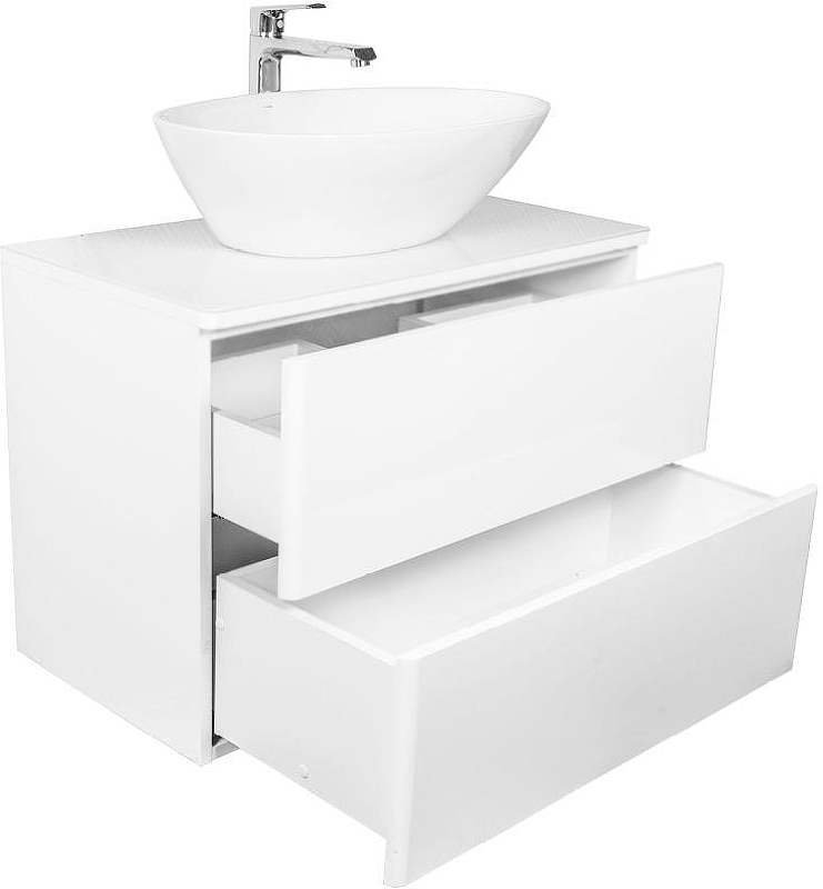 Тумба с раковиной Orange Otto 75 Ot-75TuGLASS+G56 подвесная Белая, купить, цена, заказать, магазин, доставка, скидка, промокод, купить, цена, заказать, магазин, доставка, скидка, промокод