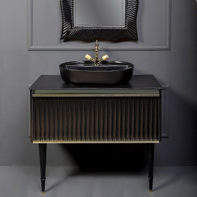 Тумба под раковину Boheme Armadi Art Vallessi Avangarde Canale 80 843-080-BG подвесная Черная Золото