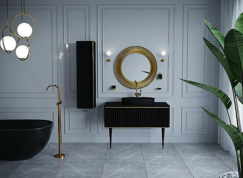 Тумба под раковину Boheme Armadi Art Vallessi Avangarde Canale 80 843-080-BG подвесная Черная Золото, купить, цена, заказать, магазин, доставка, скидка, промокод, купить, цена, заказать, магазин, доставка, скидка, промокод