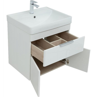 Тумба под раковину Aquanet Ирис new 60 310148 подвесная Белая глянцевая