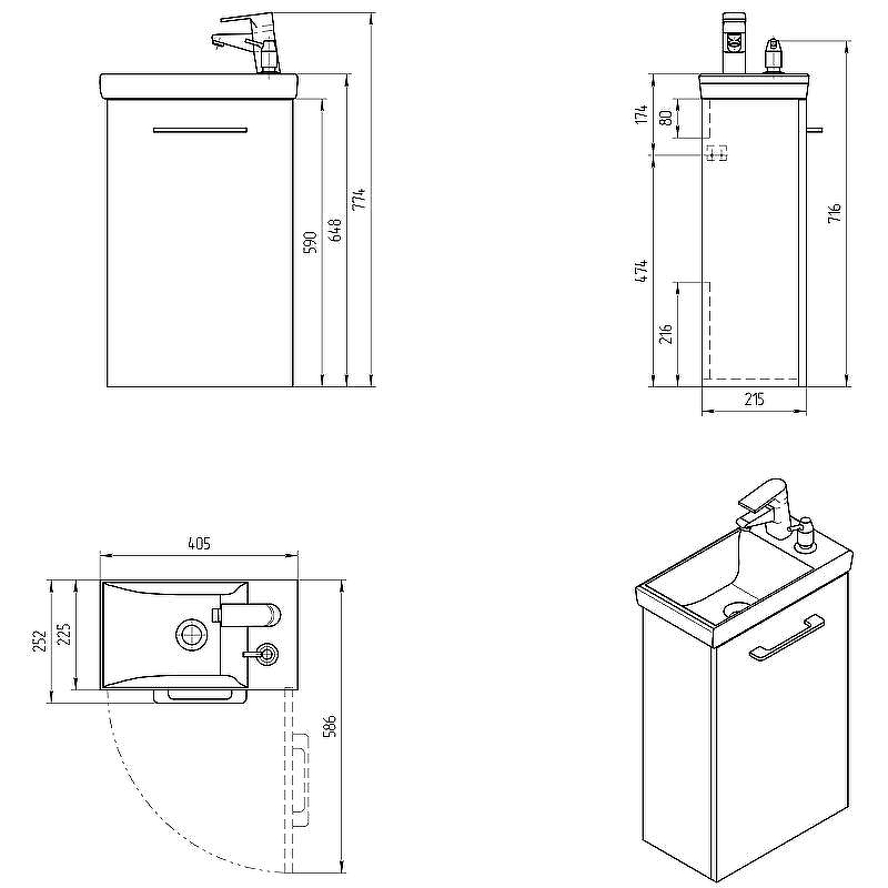 Тумба с раковиной Cersanit Lara 40 64179 подвесная Белая, купить, цена, заказать, магазин, доставка, скидка, промокод, купить, цена, заказать, магазин, доставка, скидка, промокод